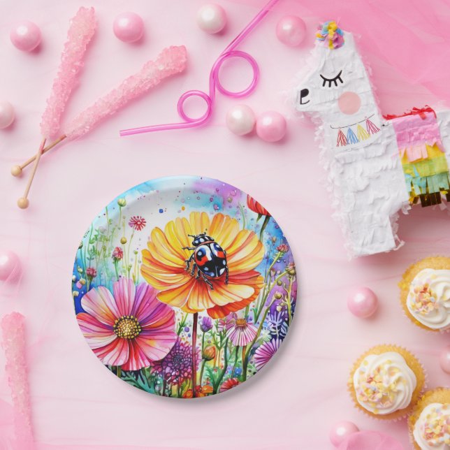 Blume und Ladybugs Pappteller (Party)