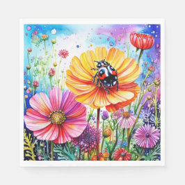 Blume und Ladybugs Serviette