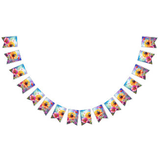 Blume und Ladybugs Wimpelkette