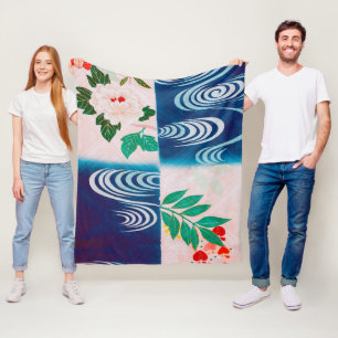 Blume und Laufendes Wasser, Japanisches Design Fleecedecke