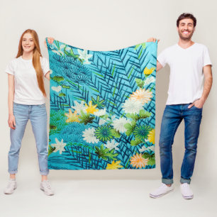 Blume und Leaf, japanisches Design Fleecedecke