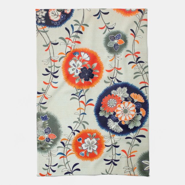 Blume und Leaf-Muster, japanisches Design Geschirrtuch (Vertikal)