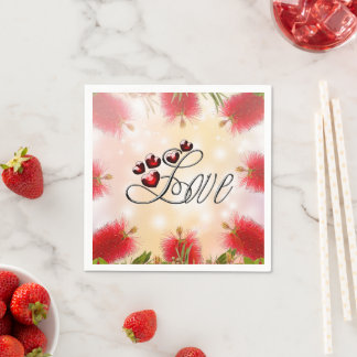 Blume und Liebe der Flaschen Serviette