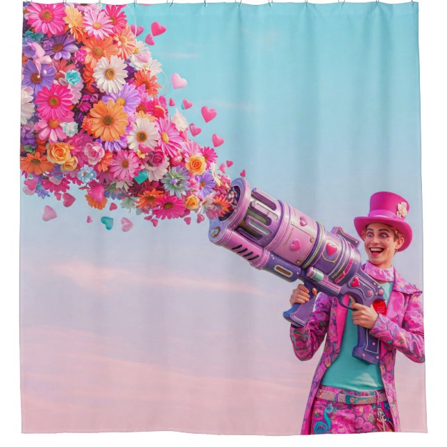 Blume und Liebe Duschvorhang (Vorderseite)