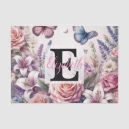 Blume und Meer und Muscheln am Strand Seidenpapier