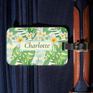 Blume und Monstera-Blätter Personalisiert Gepäckanhänger
