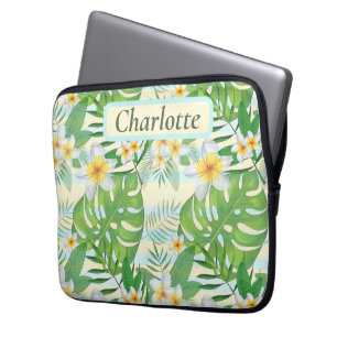Blume und Monstera-Blätter Personalisiert Laptopschutzhülle