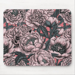 Blume und Motten, rosa Mousepad