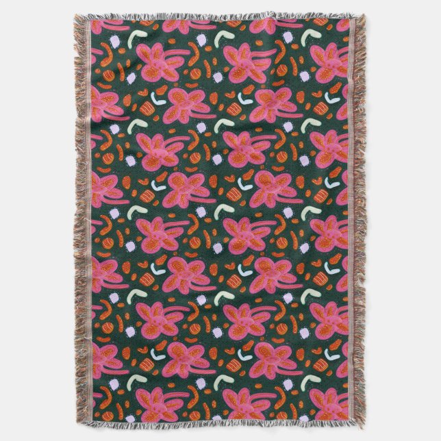 Blume und Ostermuster - dunkel Decke (Vorderseite Vertikal)