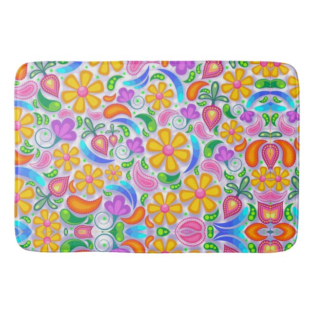 Blume und Paisley Badematte (Vorderseite)