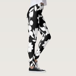 Blume und Perlen auf schwarz Leggings