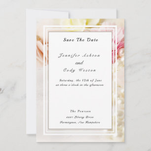 Blume und Perlen Creme Pink Peach Hochzeit Save The Date