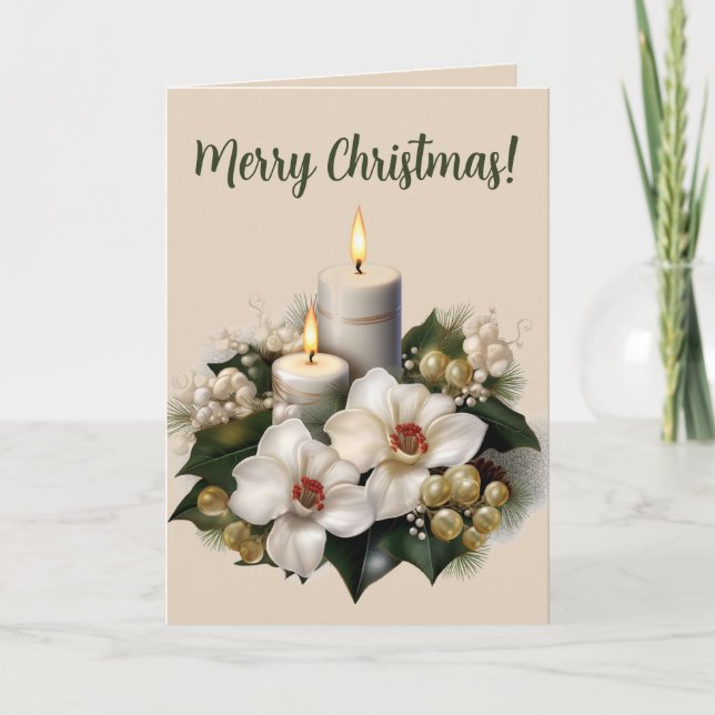 Blume und Perlen Weihnachten Karte (Vorderseite)