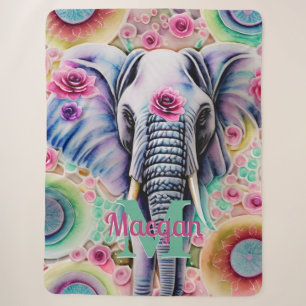 Blume und Personalisierter Elefantenname Sherpadecke