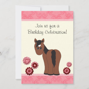Blume und Pferde Einladung zum Geburtstag