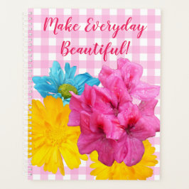 Blume und Pink Gingham Planer
