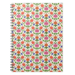 Blume und Polka Dots auf Ecru Spiral Notebook Notizblock