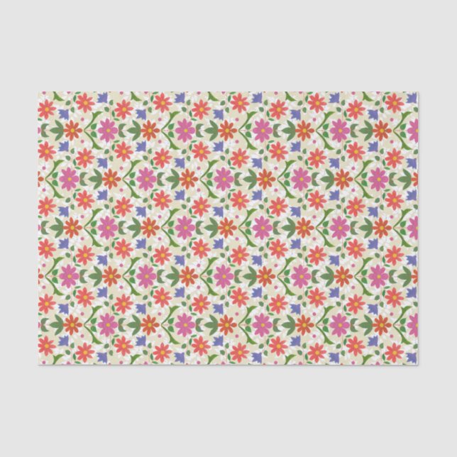 Blume und Polka Dots auf Ecru, Tissue Paper Seidenpapier (Vorderseite)
