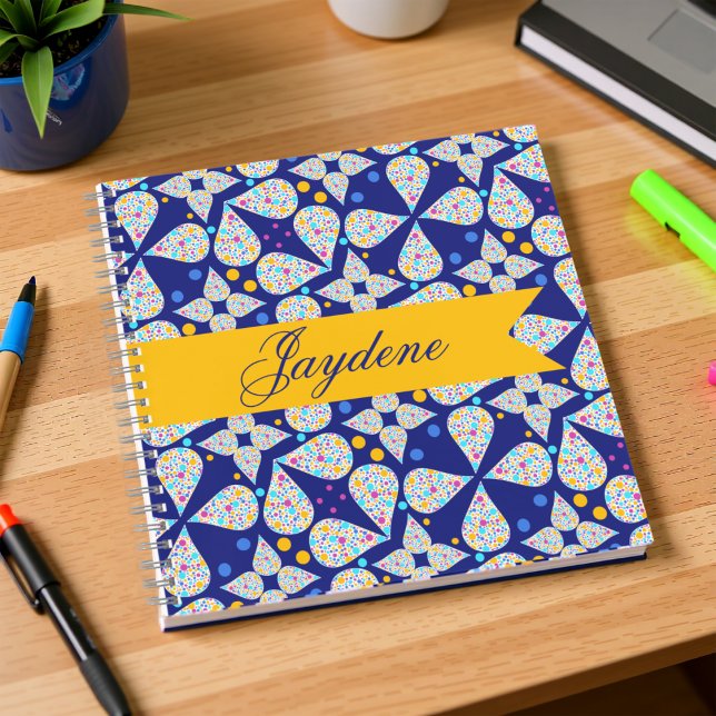 Blume und Punkte für die Navy und Bright Notizbuch (Customize it and it will be your perfect companion on those study days and nights.)