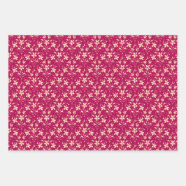 Blume und Punkte Geschenkpapier Set