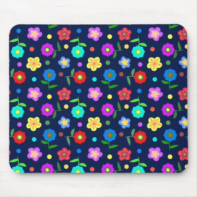 Blume und Punkte Mousepad (Vorne)