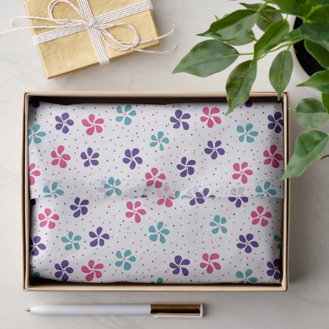 Blume- und Punktmuster Seidenpapier (Geschenk)
