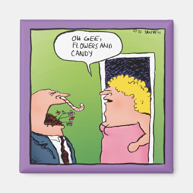 Blume und romantischer Cartoon Magnet (Vorne)