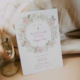Blume und Rose des Babyatmens Taufe Einladung