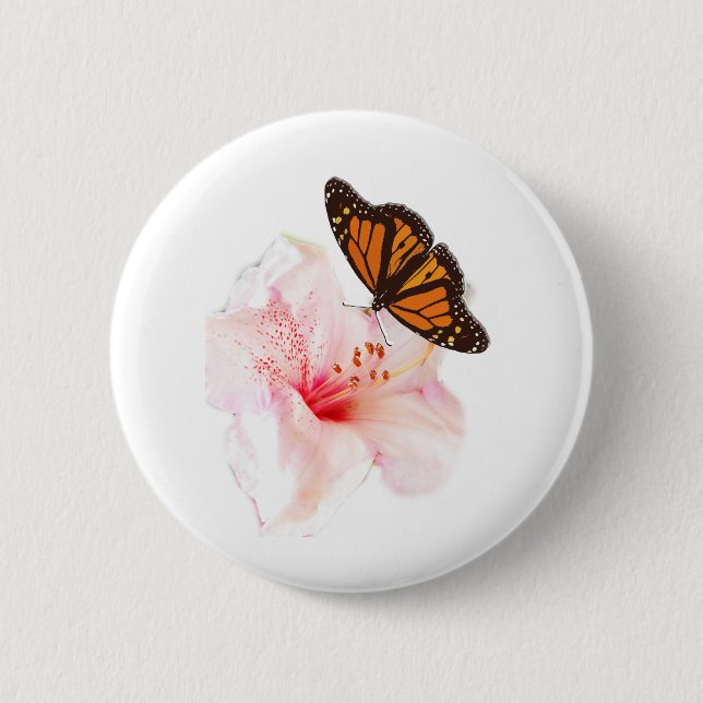 Blume und Schmetterling Button (Vorderseite)