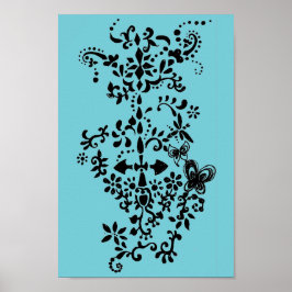 Blume und Schmetterling Dandy Doodle Poster
