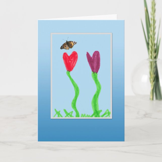 Blume und Schmetterling des Kindes - Phantastische Karte (Vorderseite)