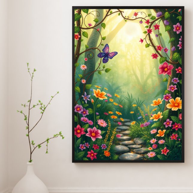 Blume und Schmetterling im verzauberten Regenwald Poster (Von Creator hochgeladen)