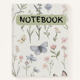 Blume und Schmetterling Spiralband Notizbuch