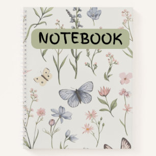 Blume und Schmetterling Spiralband Notizbuch