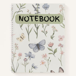 Blume und Schmetterling Spiralband Notizbuch