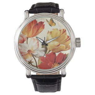 Blume und Schmetterlinge Armbanduhr