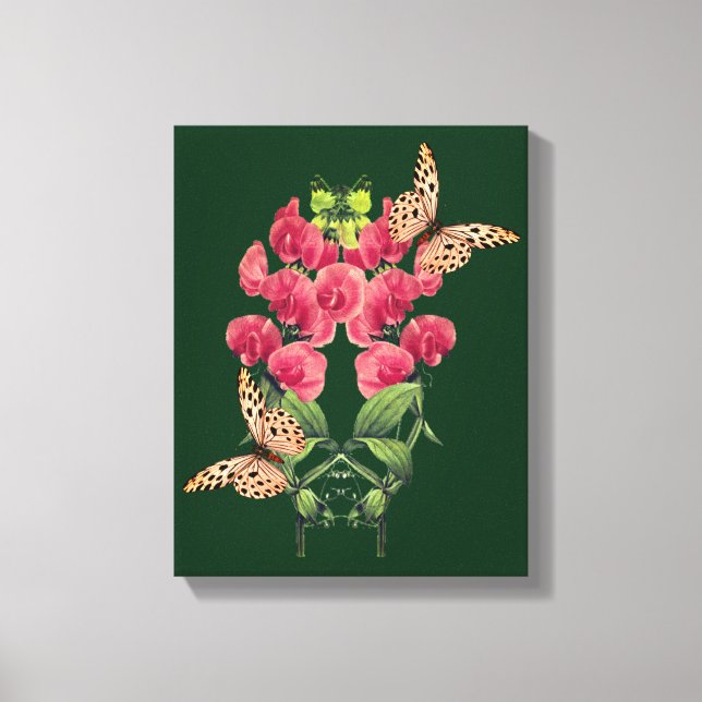 Blume und Schmetterlinge aus süßem Erbsen Leinwanddruck (Vorderseite)