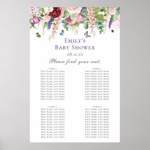 Blume und Schmetterlinge Babydusche Poster