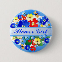 Blume und Schmetterlinge ~ Blumen-Mädchen-Knopf