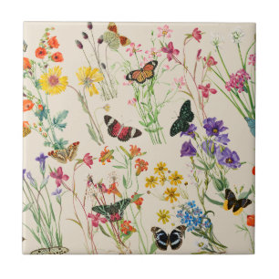Blume und Schmetterlinge Blumengarten Fliese