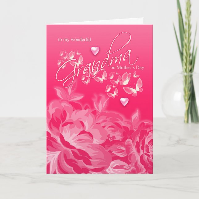 Blume und Schmetterlinge der Muttertagskarte Karte (Vorderseite)