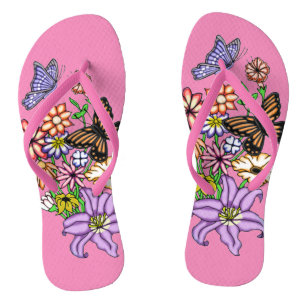 Blume und Schmetterlinge Flip Flops