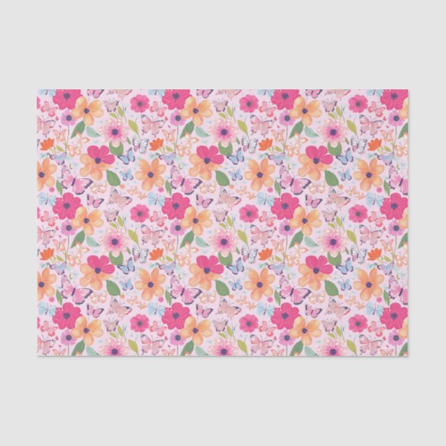 Blume und Schmetterlinge, Frühlingsgewebe Seidenpapier (Vorderseite)