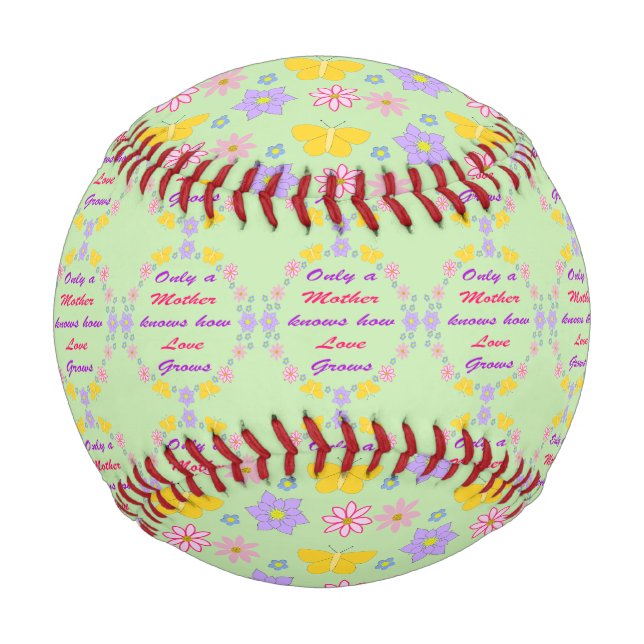 Blume und Schmetterlinge Gemustert Baseball (Vorderseite)