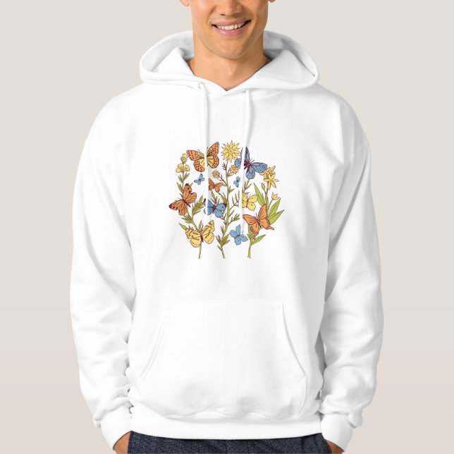 Blume und Schmetterlinge Hoodie (Vorderseite)
