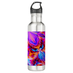 Blume und Schmetterlinge in Abstrakten Edelstahlflasche