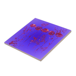 Blume und Schmetterlinge Keramik Tile mit rotem Gl Fliese