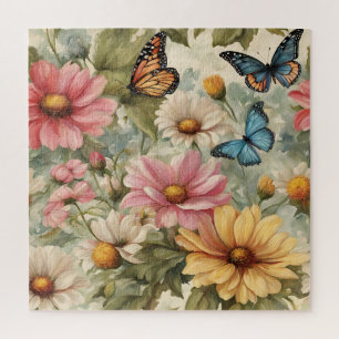 Blume und Schmetterlinge Kunst-Puzzle