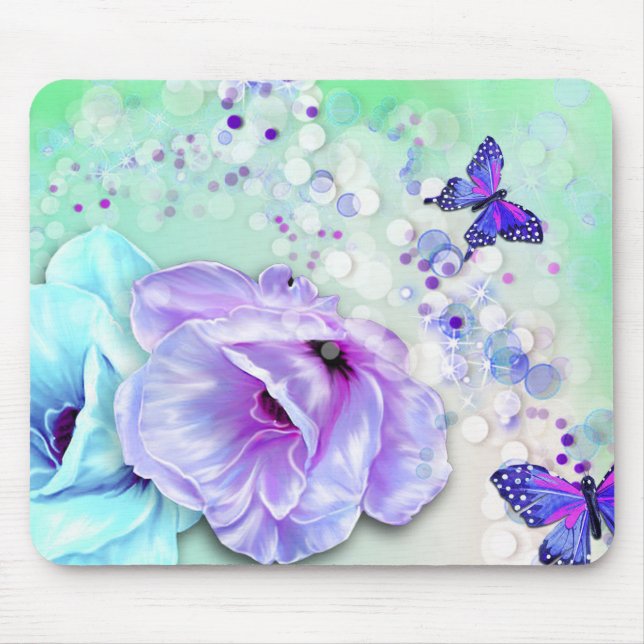 Blume und Schmetterlinge Mousepad (Vorne)