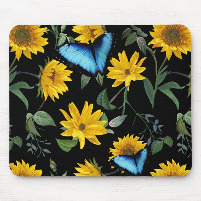 Blume und Schmetterlinge Mousepad (Vorne)